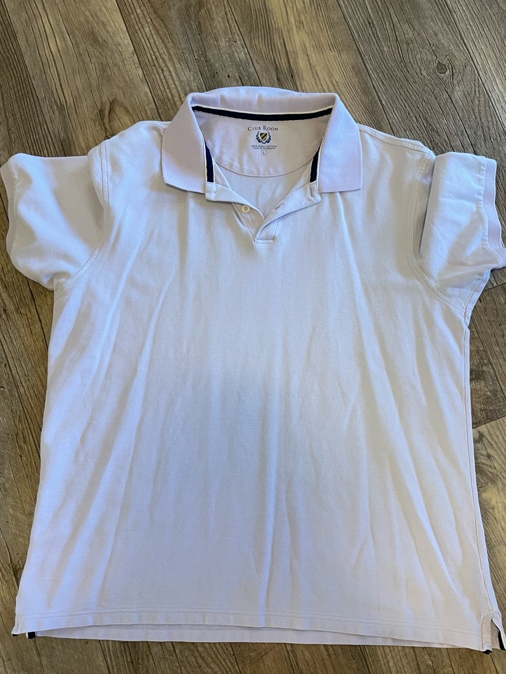 Club Room White Polo with Navy Trim
